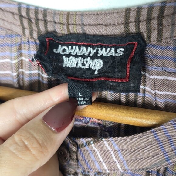 Johnny Was Workshop Plaid Curacao Raglan Poet Shirt Women's Large L - Picture 6 of 8